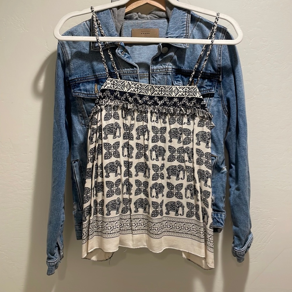 Black & Cream patterned Cami - S